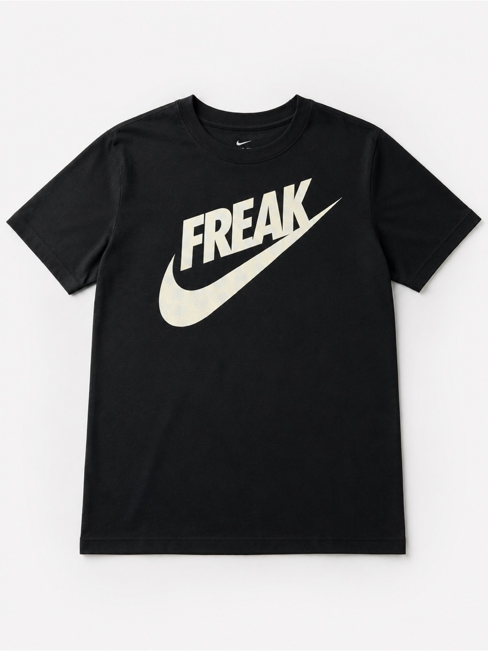 Nike Black Tee with Cream FREAK Script and Swoosh